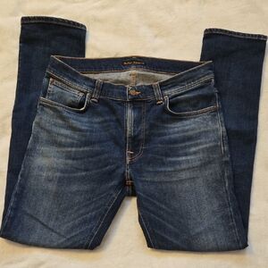 Nudie Jeans Slim Menโs Dark Blue Denim Jeans